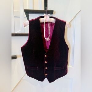 Vintage Burgundy Velvet Waistcoat Vest